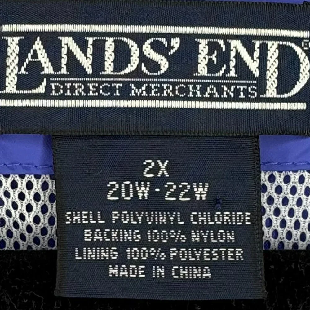 Lands' End Women's Hooded Rain‎ Jacket Blue Plus Size 2X